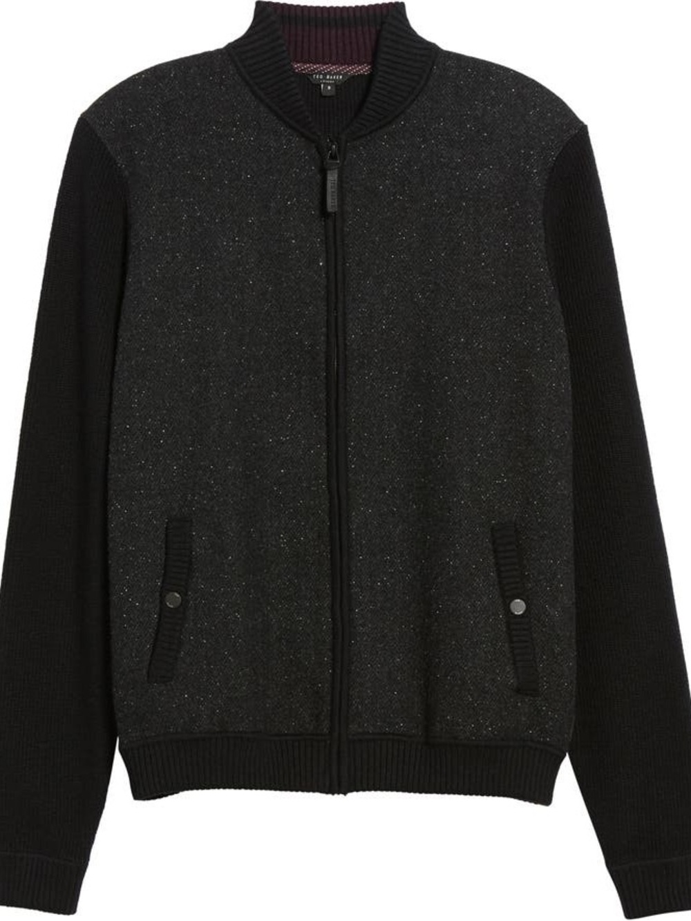 Ted Baker  Herringbone Bomber Full-Zip Sweater Jacket - Picture 4 of 15